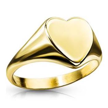 Spikes USA Zlacený ocelový prsten srdce s možností rytiny - velikost 52 - OPR1862-52