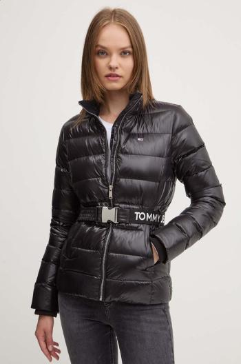 Péřová bunda Tommy Jeans dámská, černá barva, zimní, DW0DW18826