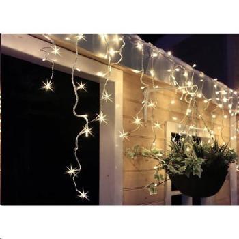 Solight LED vánoční závěs, rampouchy, 120 LED, 3m x 0, 7m, přívod 6m, venkovní, teplé bílé světlo, paměť, časovač
