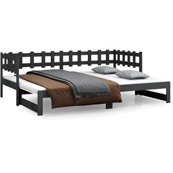 Výsuvná postel šedá 2× (90 × 190) cm masivní borovice, 820778 (820778)