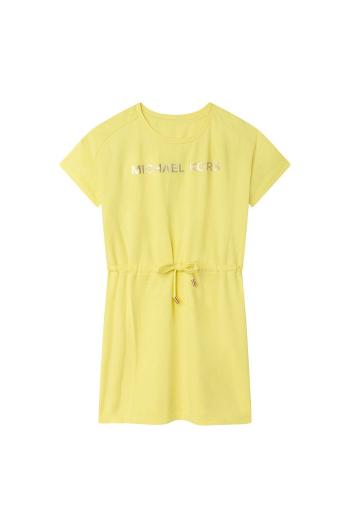 Dětské bavlněné šaty Michael Kors žlutá barva, mini, áčková