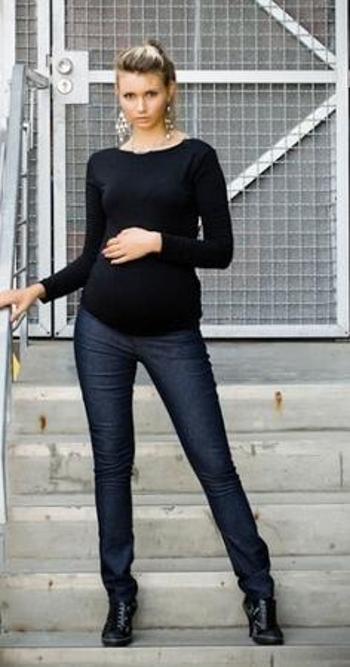 Be MaaMaa Těhotenské kalhoty JEANS - Černý jeans XXXL (46)