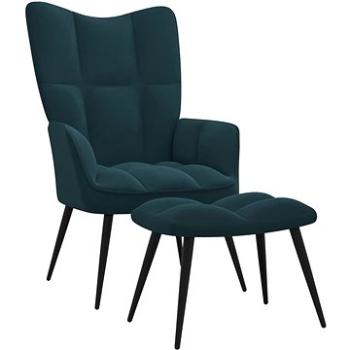 Relaxační křeslo se stoličkou modré samet, 328094 (328094)