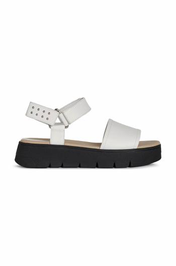 Kožené sandály Geox dámské, bílá barva, na platformě