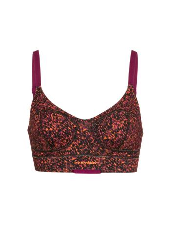 dámské podprsenka ICEBREAKER Wmns Queens Clasp Bra, Black/Cherry/Flash/Aop velikost: S