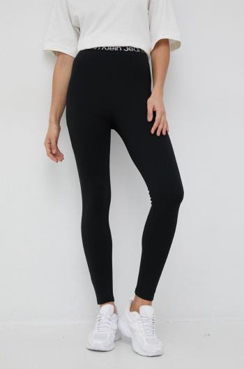 Legíny Calvin Klein Jeans dámské, černá barva, hladké