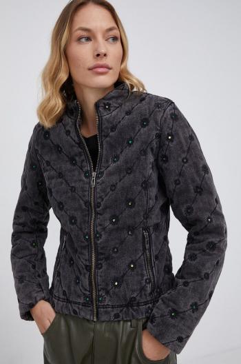 Džínová bunda Desigual dámská, černá barva, zimní