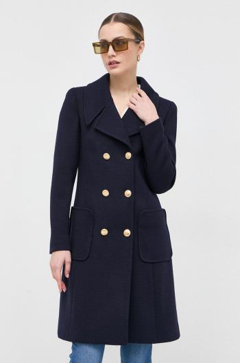 Vlněný kabát Luisa Spagnoli tmavomodrá barva, přechodný, dvouřadový