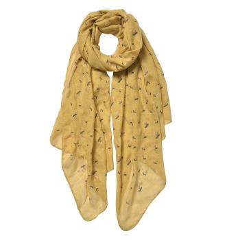 Žlutý šátek s drobnými květy - 70*180 cm JZSC0534GR