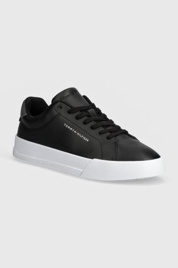 Kožené sneakers boty Tommy Hilfiger TH COURT LEATHER GRAIN ESS černá barva, FM0FM05297