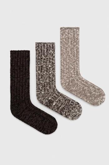 Ponožky Abercrombie & Fitch 3-pack pánské, hnědá barva
