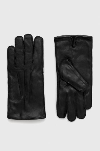 Kožené rukavice Selected Homme pánské, černá barva