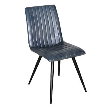 Modro-šedá kožená jídelní židle Hrine - 48*64*89 cm 50730