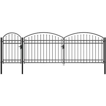 Zahradní plotová branka s obloukem ocelová 2×5 m černá (144372)