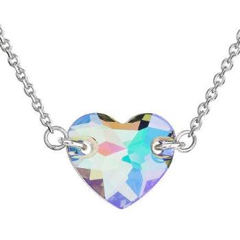 Stříbrný náhrdelník s krystaly Swarovski zeleno-fialové srdce 32020.5, paradise, shine