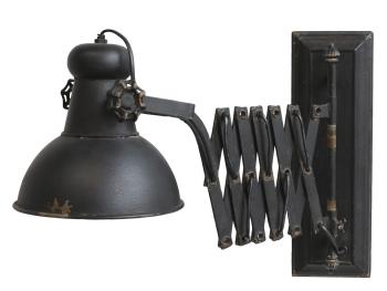 Černá antik nástěnná lampa s patinou Factory Lamp - Ø21*45-105 cm/ E14/ 60W 71014924 (71149-24)