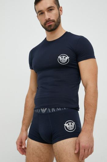 Tričko a boxerky Emporio Armani Underwear tmavomodrá barva, s potiskem