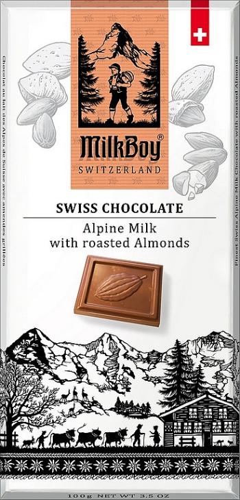 Milkboy SWISS Mléčná čokoláda roasted Almonds 100 g