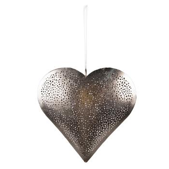 Stříbrné antik závěsné kovové srdce - 20*4*20 cm 6Y5390L