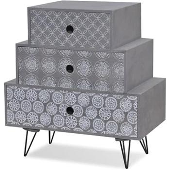 Noční stolek se 3 zásuvkami šedé a hnědé (242233)