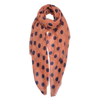 Oranžovo hnědý šátek s puntíky - 90*180 cm MLSC0334P