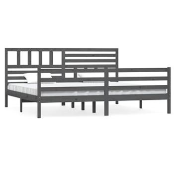 Rám postele šedý masivní dřevo 180 × 200 cm Super King, 3101105 (3101105)