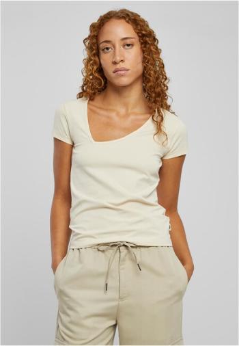 Urban Classics Ladies Organic Asymmetric Neckline Tee whitesand - XS