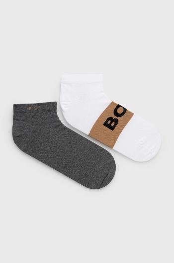 Ponožky BOSS (2-pak) pánské, šedá barva