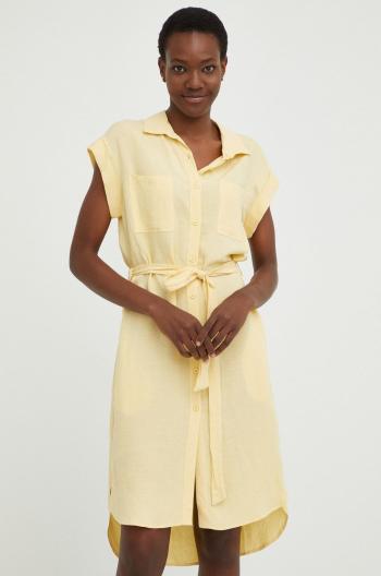Lněné šaty Answear Lab žlutá barva, mini