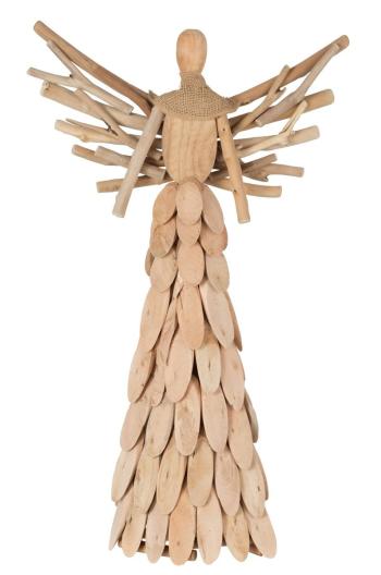 Přírodní dřevěný anděl z větviček se šátkem Scarf branches - 35*11*58cm 19458