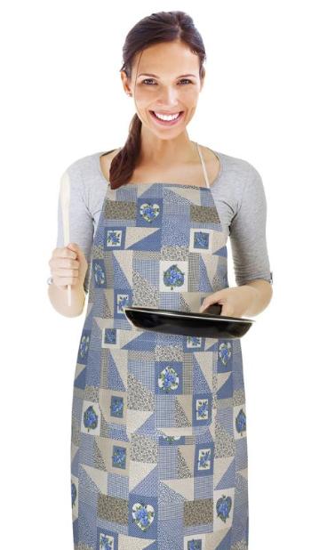 TP Kuchyňská zástěra EMA - Patchwork modrý
