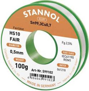 Pájecí cín Stannol HS10-Fair, cívka, 100 g, 0.5 mm