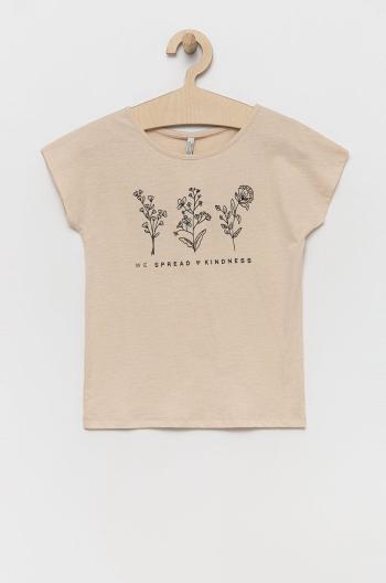 Dětské bavlněné tričko Birba&Trybeyond béžová barva