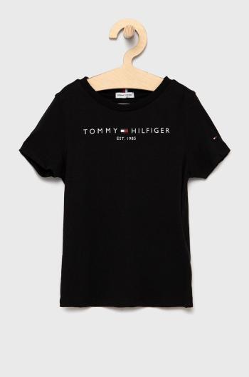 Dětské bavlněné tričko Tommy Hilfiger černá barva, s potiskem