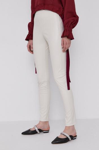 Kalhoty Max Mara Leisure dámské, béžová barva, jednoduché, high waist