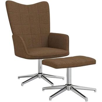 Relaxační židle se stoličkou hnědá textil, 327999 (327999)