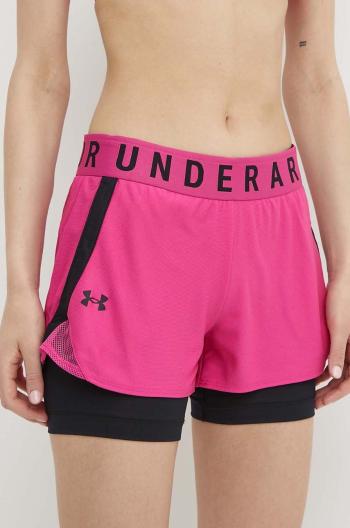 Tréninkové šortky Under Armour dámské, růžová barva, s potiskem, high waist