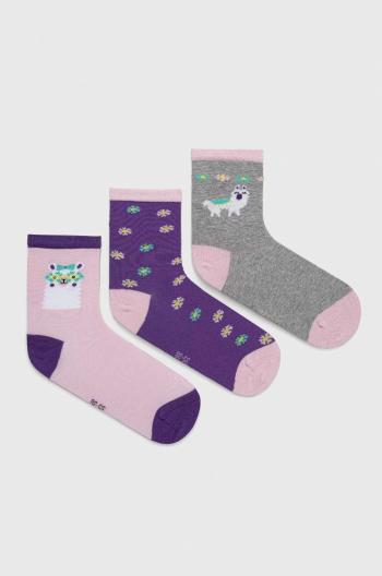 Dětské ponožky Skechers 3-pack fialová barva