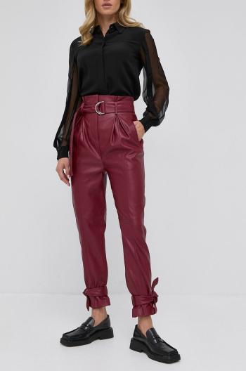 Kalhoty Karl Lagerfeld dámské, červená barva, přiléhavé, high waist