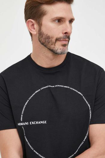 Bavlněné tričko Armani Exchange černá barva, s potiskem