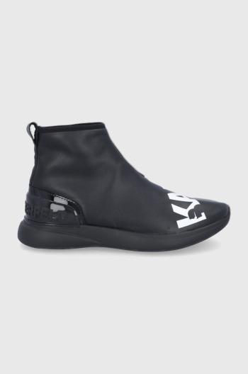 Kožené boty Karl Lagerfeld černá barva, na plochém podpatku