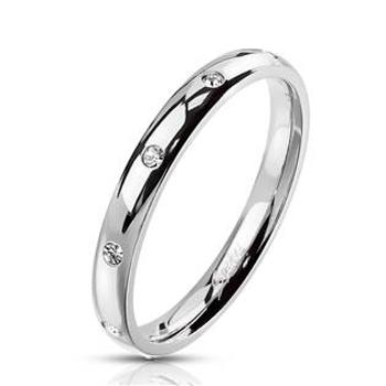 Šperky4U Ocelový prsten se zirkony - velikost 62 - OPR1759-62