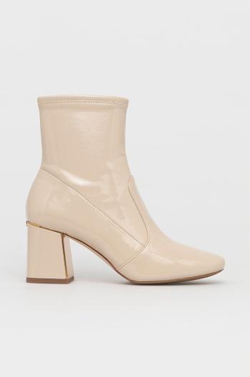 Kožené kotníkové boty Tory Burch dámské, průhledná barva, na podpatku