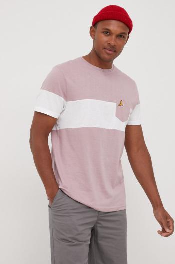 Bavlněné tričko Brave Soul fialová barva, s aplikací