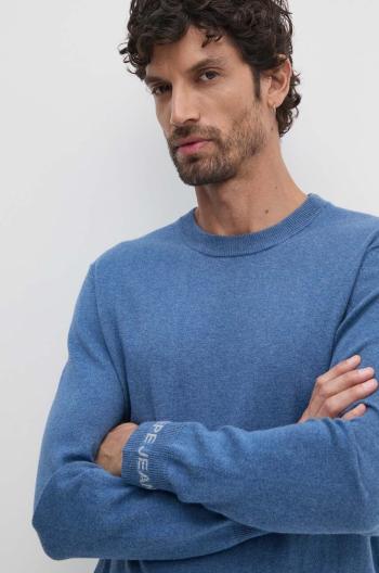 Svetr z vlněné směsi Pepe Jeans NEW ANDRE CREW NECK pánský, modrá barva, lehký, PM702469