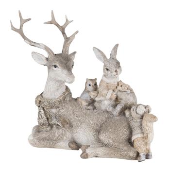 Dekorativní soška jelena se zvířátky - 20*10*16  cm 6PR4651