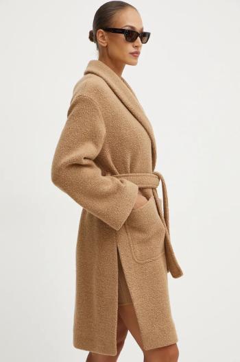 Vlněný kabát Max Mara Leisure hnědá barva, přechodný, oversize, 2426906018600