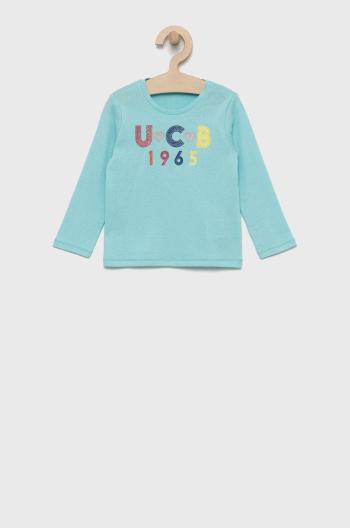 Dětská bavlněná košile s dlouhým rukávem United Colors of Benetton tyrkysová barva