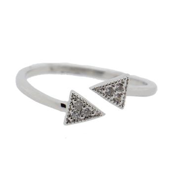 Stříbrný bižu prsten s trojúhelníky MLRI0006