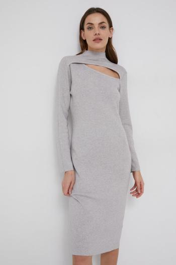 Vlněné šaty Answear Lab šedá barva, mini, přiléhavé